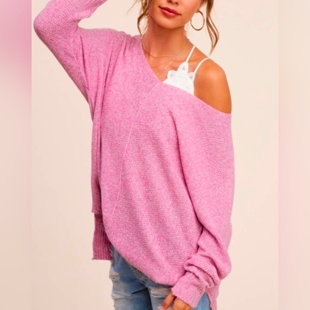 La Miel Textured Lightweight Pullover Sweater Cotton Candy Small/Med/Large NWT - Picture 3 of 8